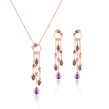 Elegant Fashion Long Tassels Multicolor Stone Jewelry Set